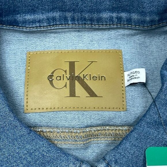 Calvin Klein Classic Trucker Denim Jacket XL Blue Wash Stylish Casual Layer d017 - Picture 4 of 9